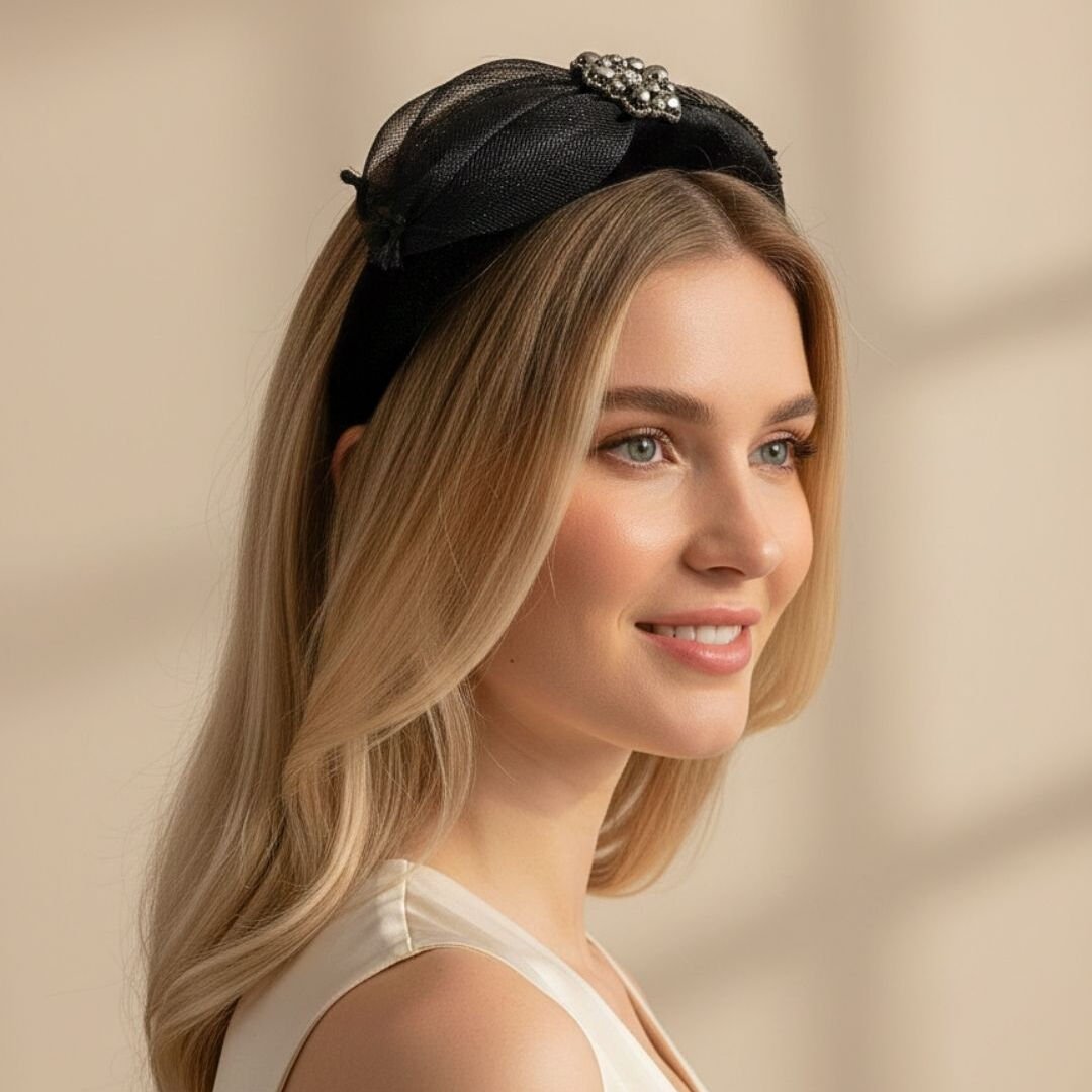 Mila Siyah Renk Kadife Taç