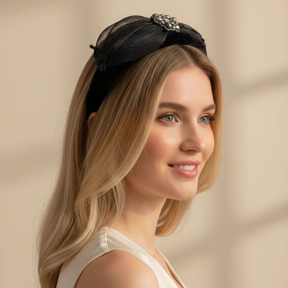 Mila Siyah Renk Kadife Taç