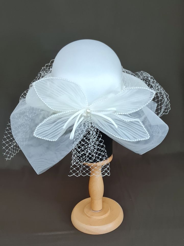 Adel C - Beyaz Renk Vualet Şapka 58 cm