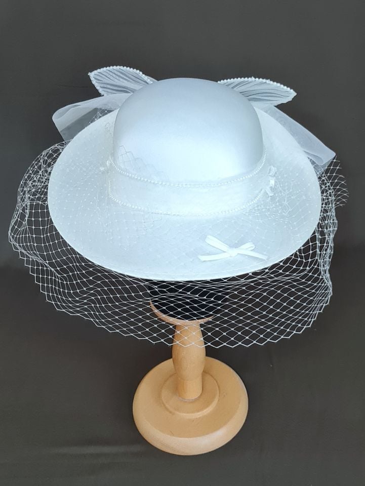 Adel C - Beyaz Renk Vualet Şapka 58 cm