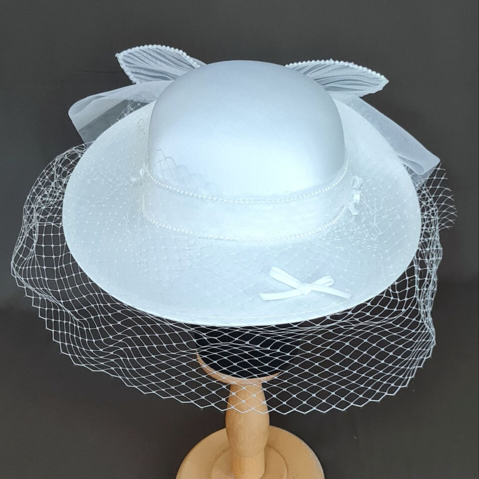 Adel C - Beyaz Renk Vualet Şapka 58 cm