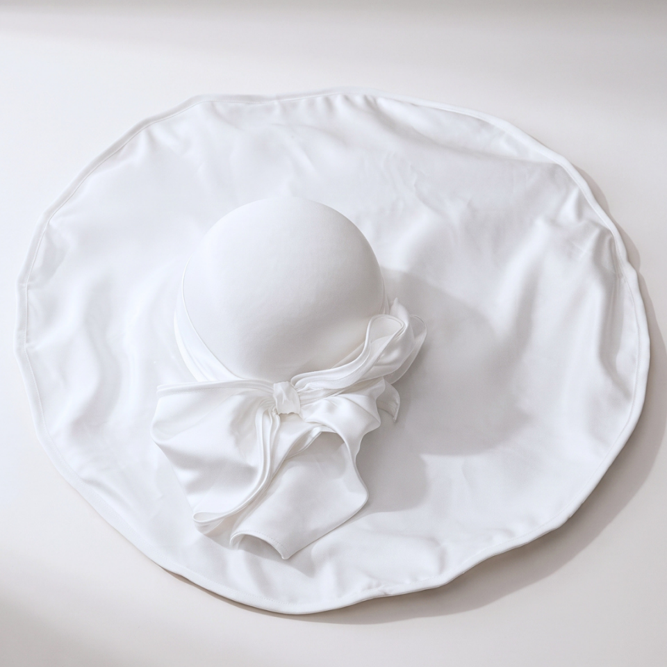 Angeline Beyaz Renk Saten Şapka 70 cm