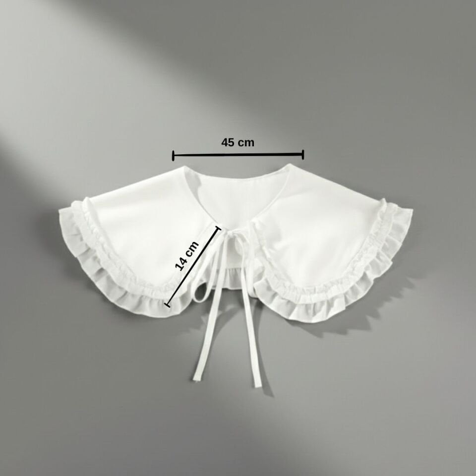 Kırık Beyaz Renk Coton Şifon Tek Fırfırlı Yaka