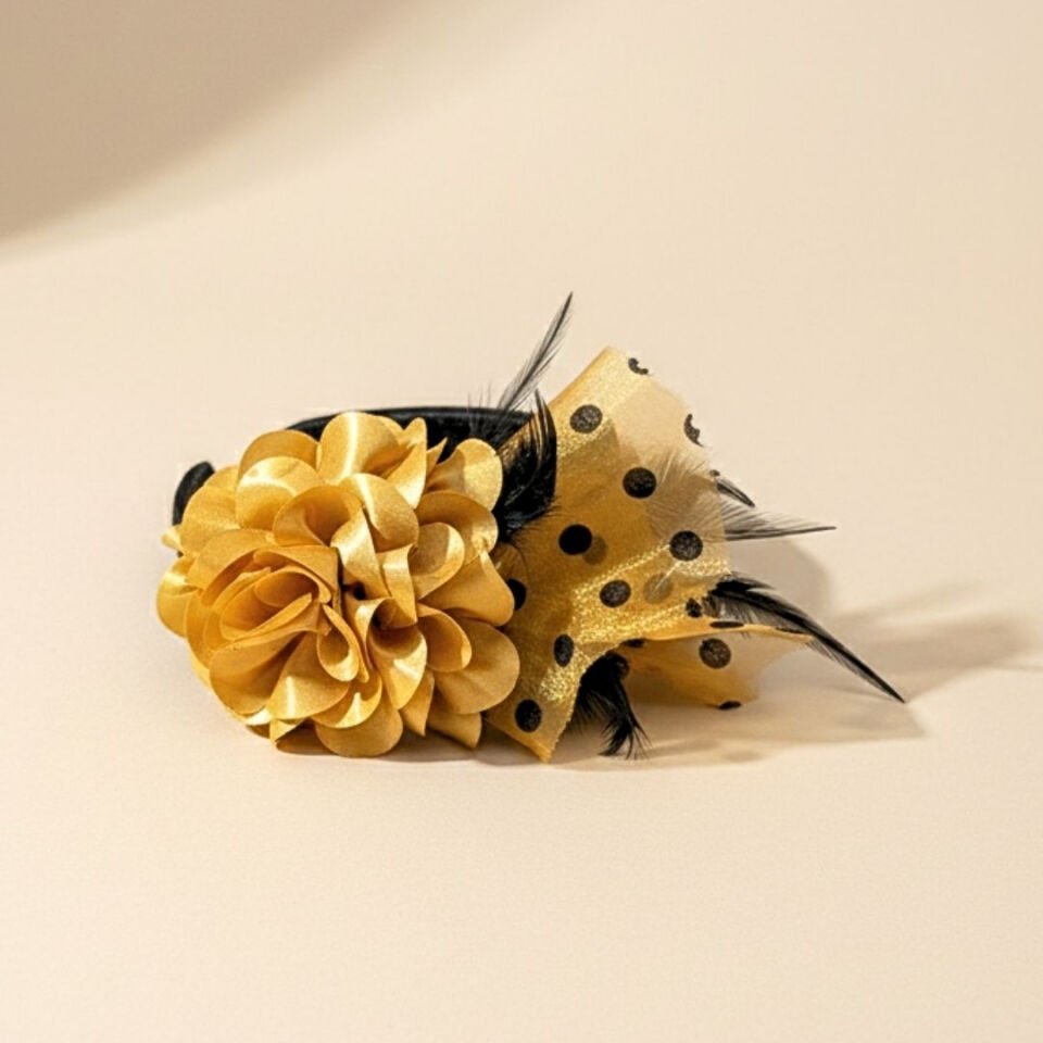 Mila Puantiyeli Siyah Saten Taç