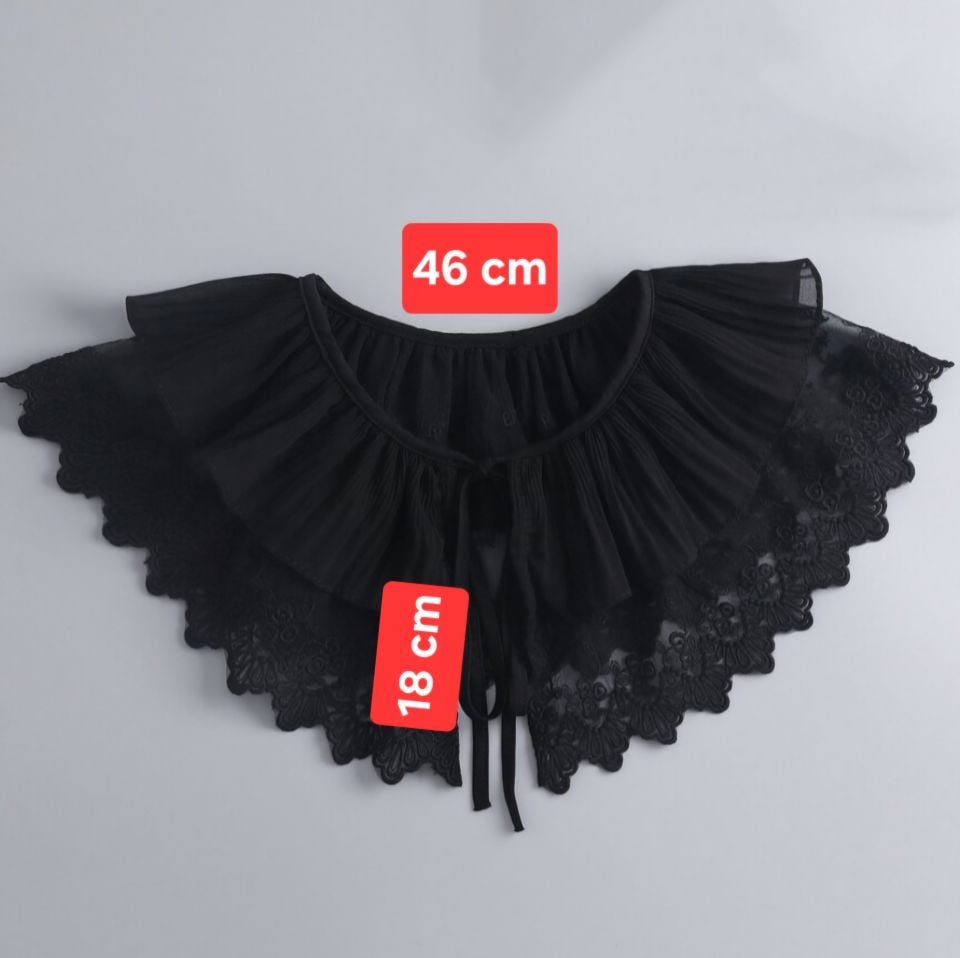 Siyah Renk Şifon Yaka