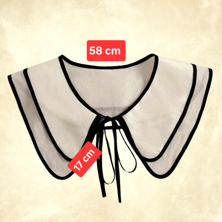 Krem Renk Siyah Biyeli Yaka