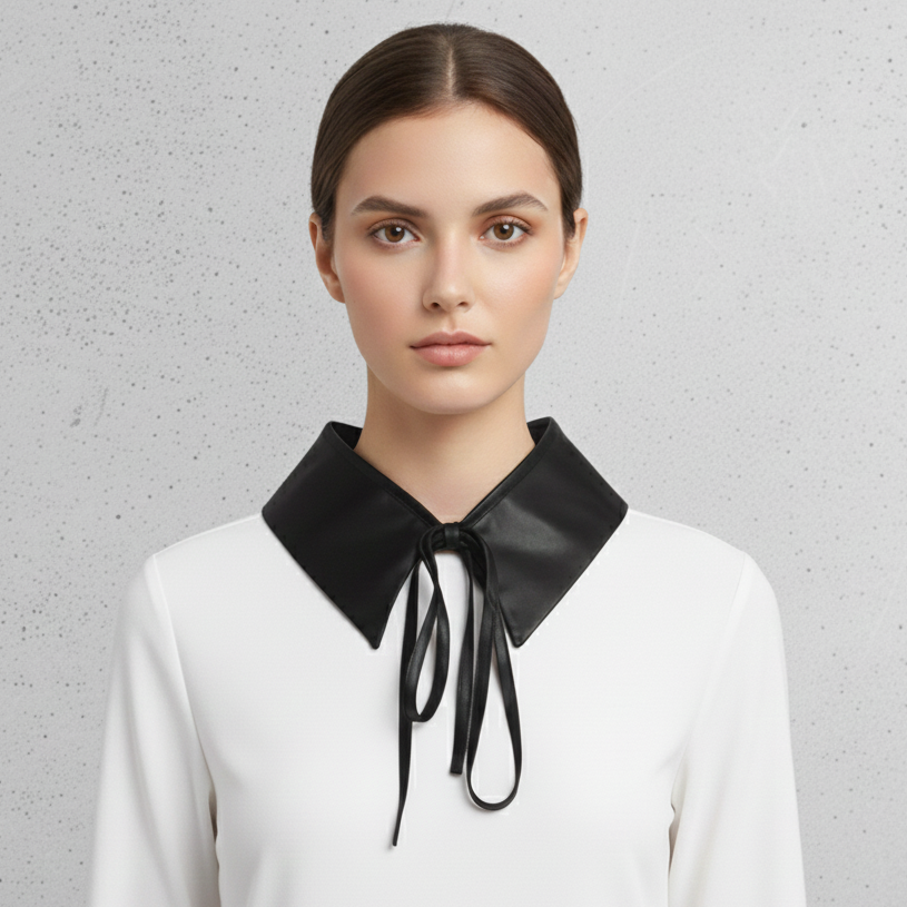 Siyah Saten Gömlek Yaka