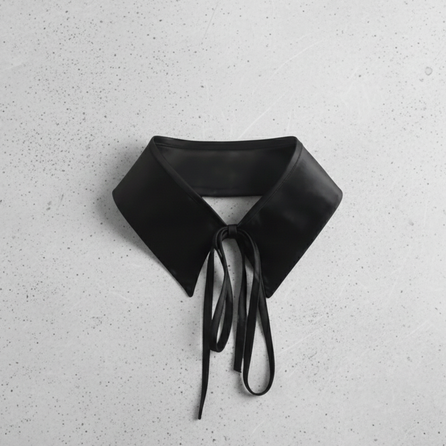 Siyah Saten Gömlek Yaka