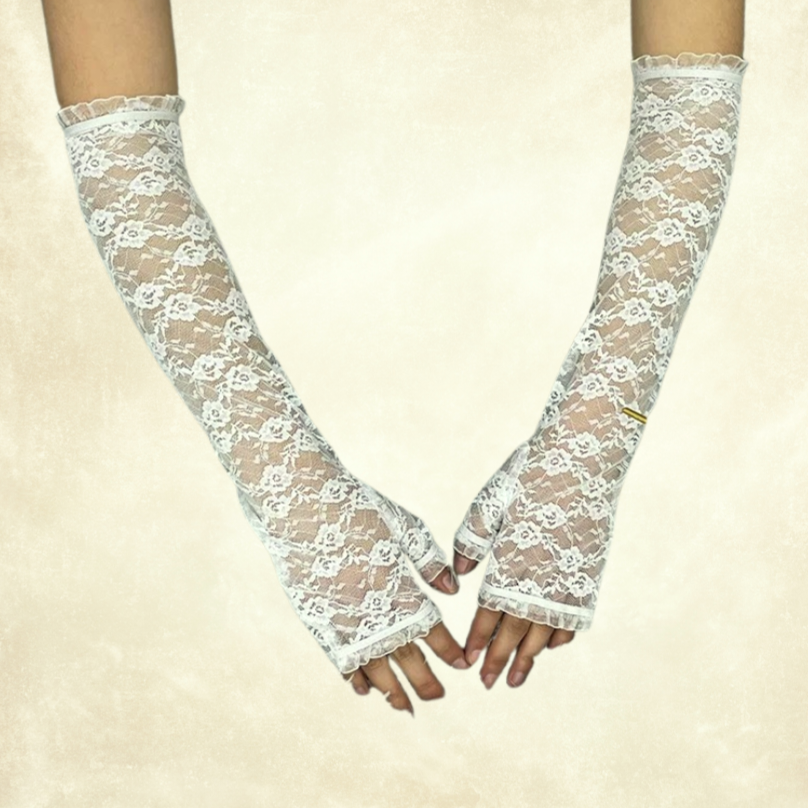 Beyaz Dantel Kolluk 50 cm