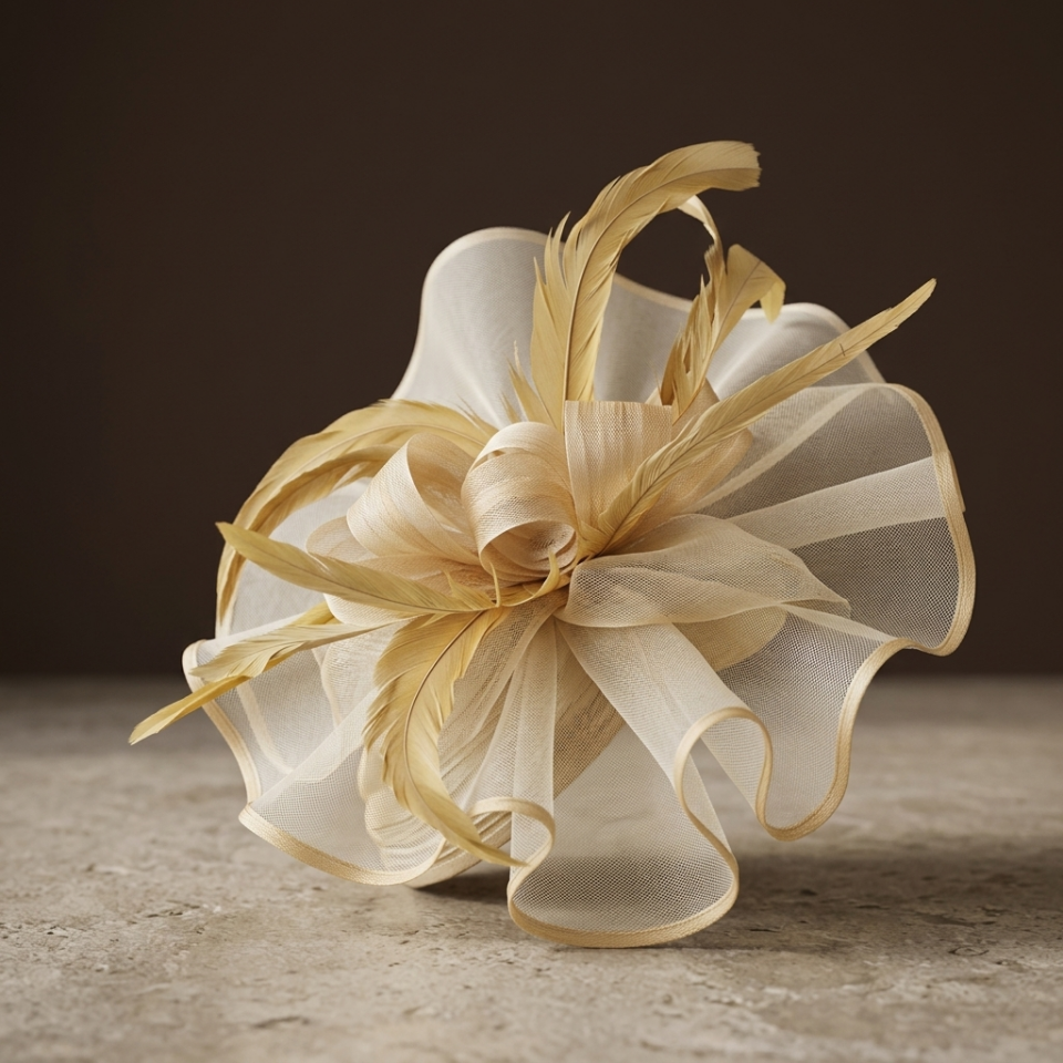Flower Camel Renk Organze Vualet 30 cm Özel Şapka Kutulu