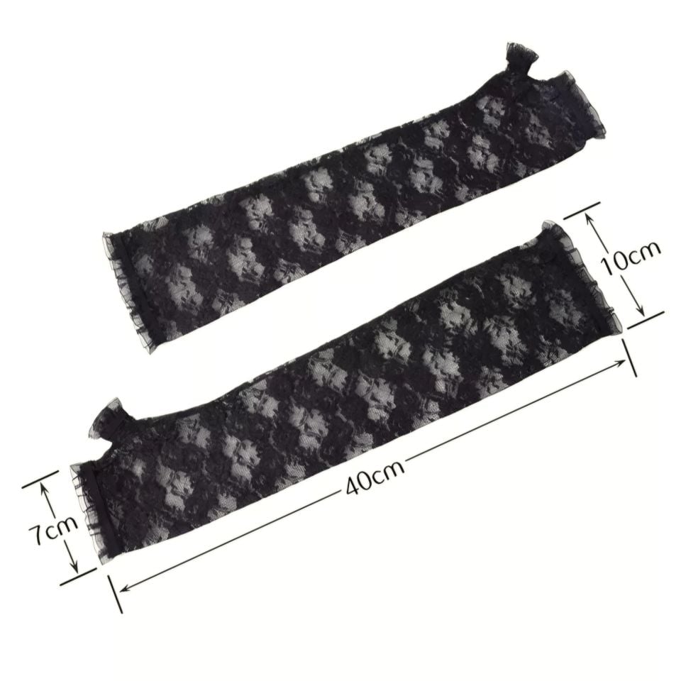 Siyah Renk Dantel Kumaş Kolluk 50 cm