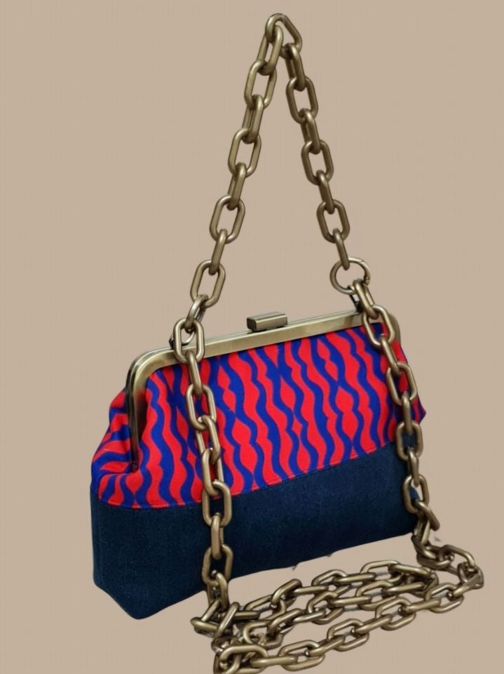 Kot Flok Kumaş Desenli Tasarım Etnik  Çanta