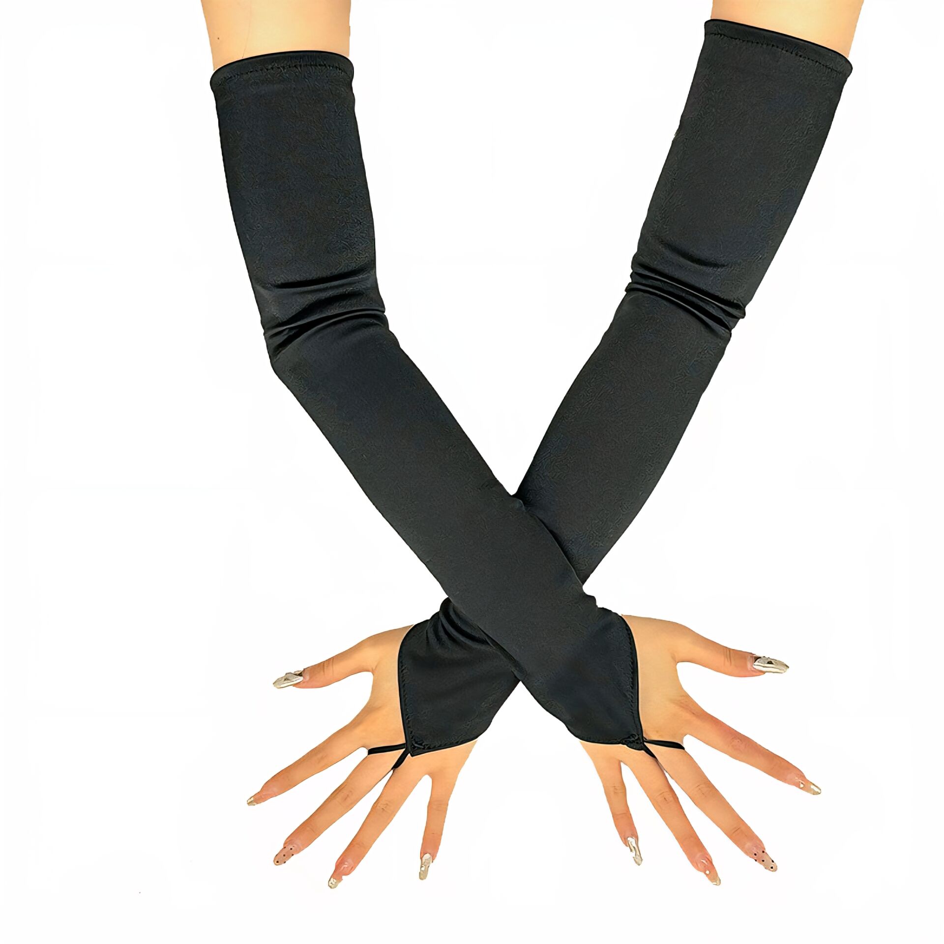 Siyah Renk Saten Kolluk 50 cm