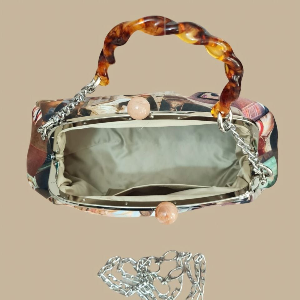 Sardunya Model Siyah Renkli Kadınlar Desenli Tasarım Çanta