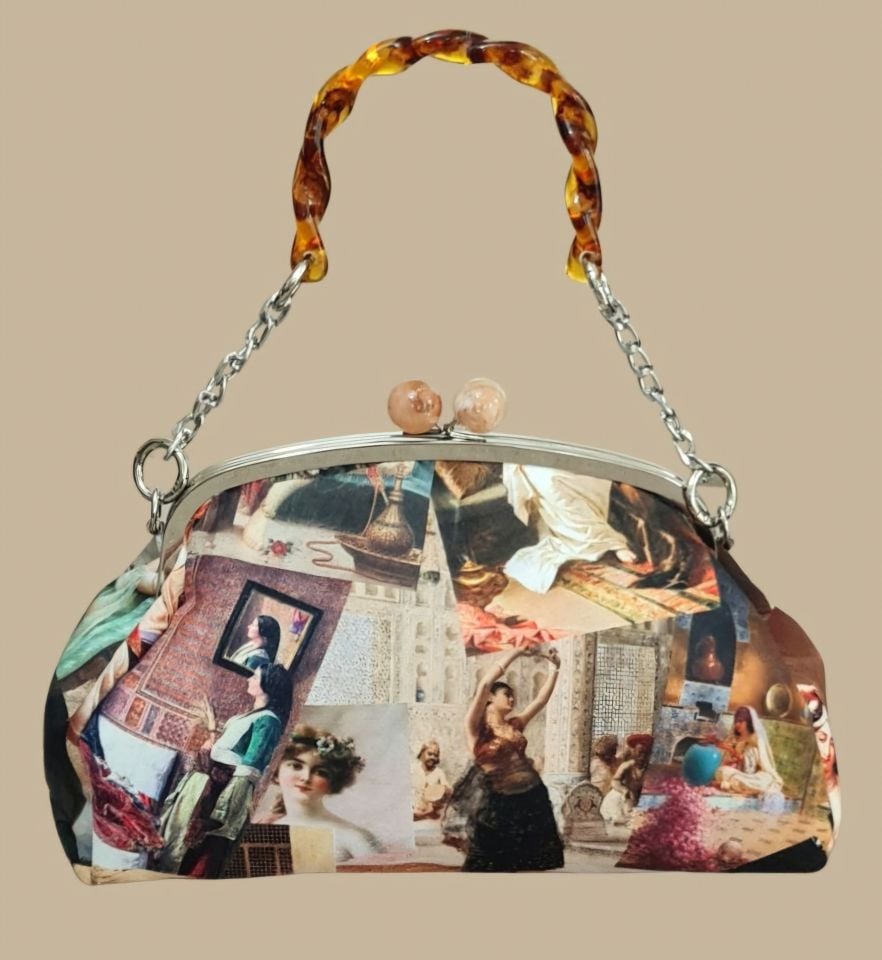 Sardunya Model Siyah Renkli Kadınlar Desenli Tasarım Çanta