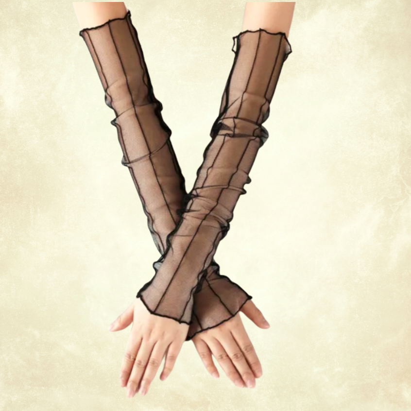 Siyah Renk Organze Çizgili Kolluk 40 cm