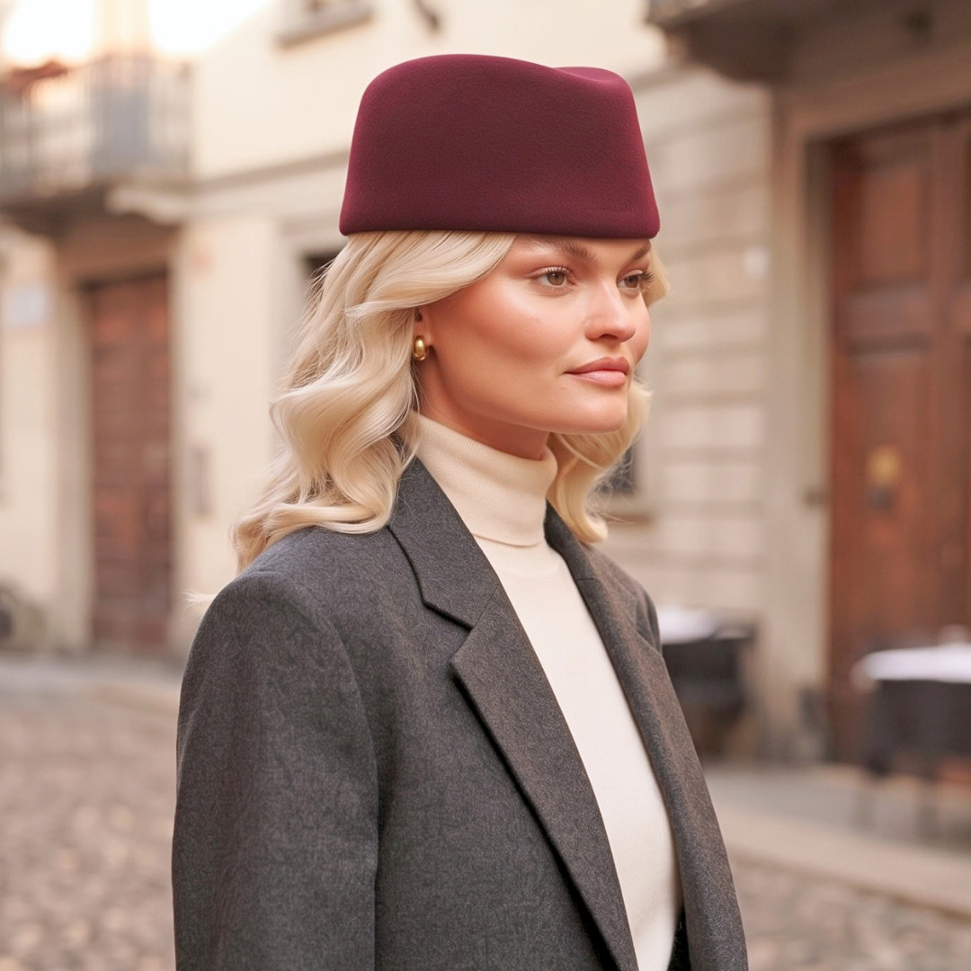 Sovka Bordo Pilotka Şapka