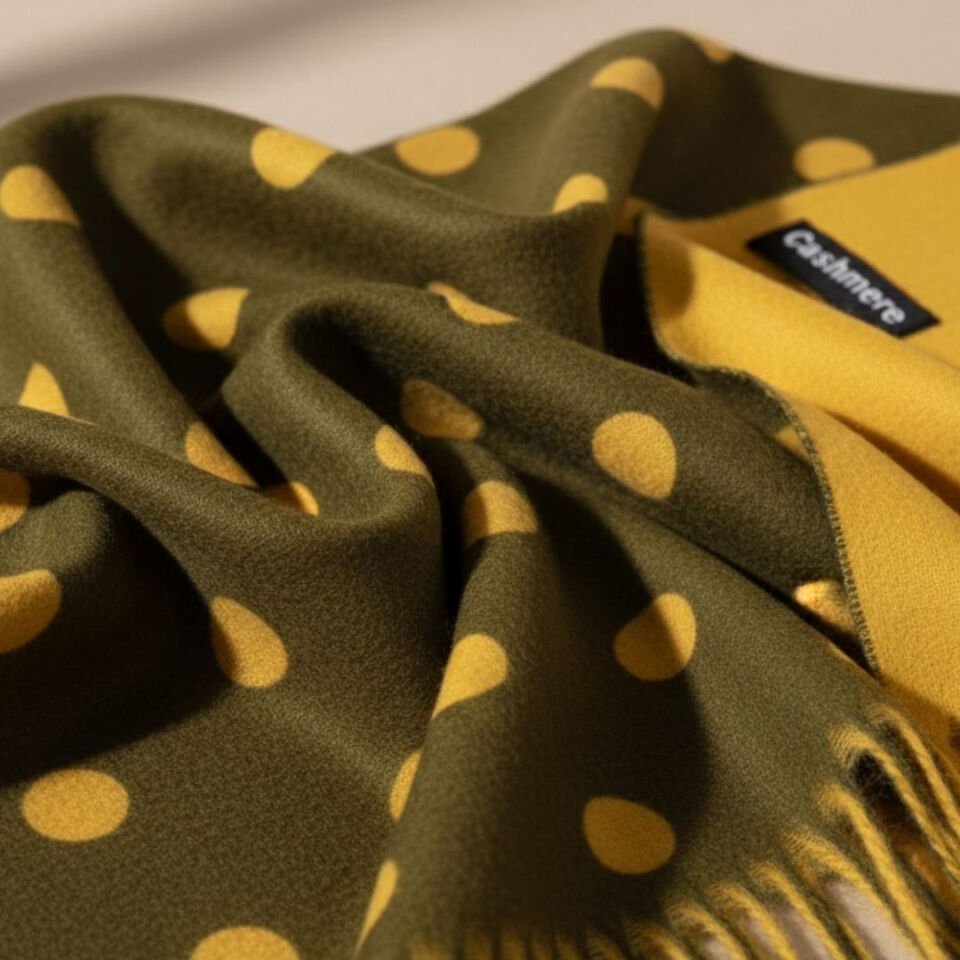 Donna Yeşil Sarı Renk Çift Taraflı Şal