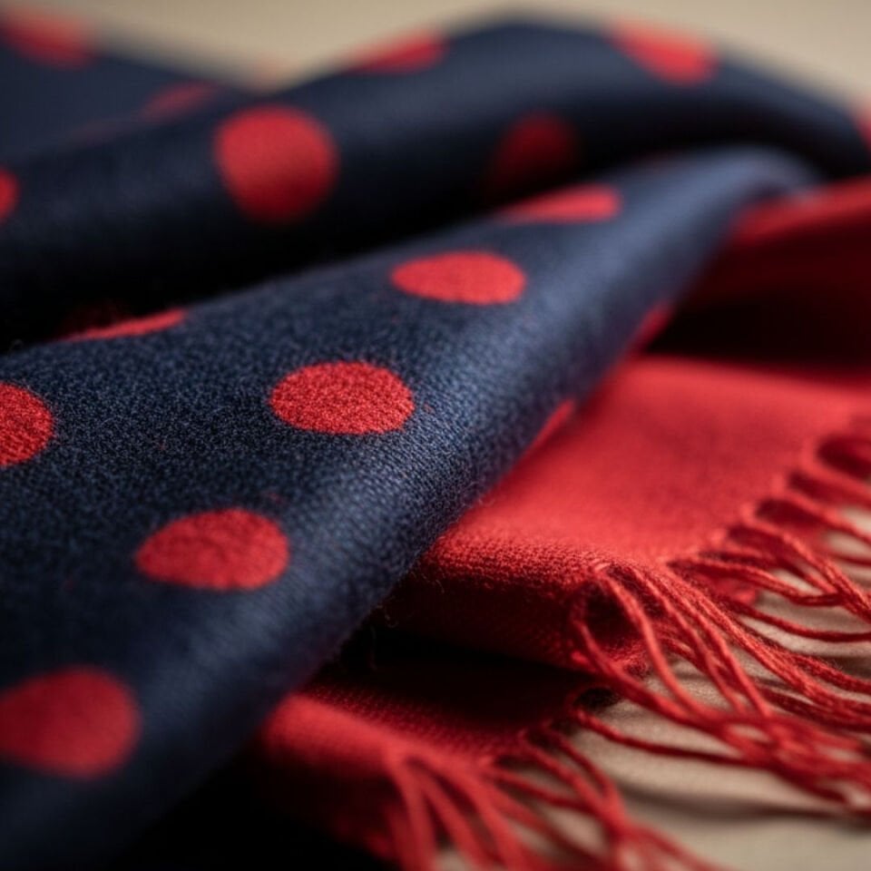 Donna Lacivert Kırmızı Renk Çift Taraflı Şal