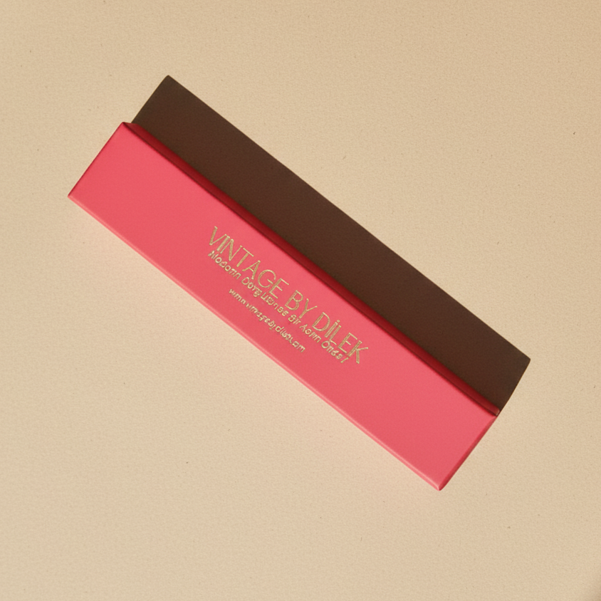 Lacivert Renk Puantiyeli Bambu Yelpaze Özel Kutulu