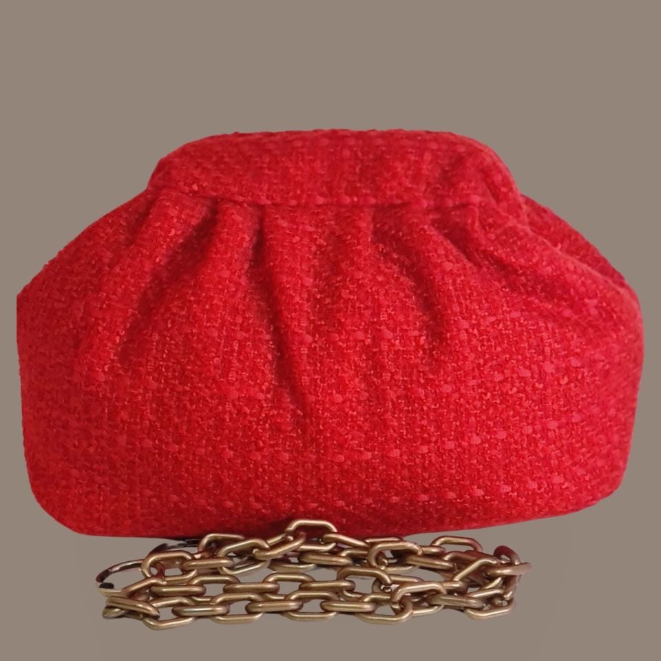 Lilyum Kırmızı Renk kumaş  Tasarım Portföy Çanta