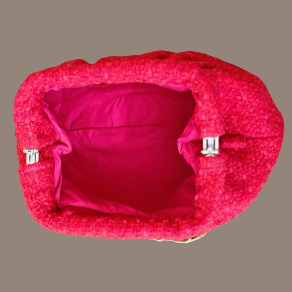 Lilyum Kırmızı Renk kumaş  Tasarım Portföy Çanta