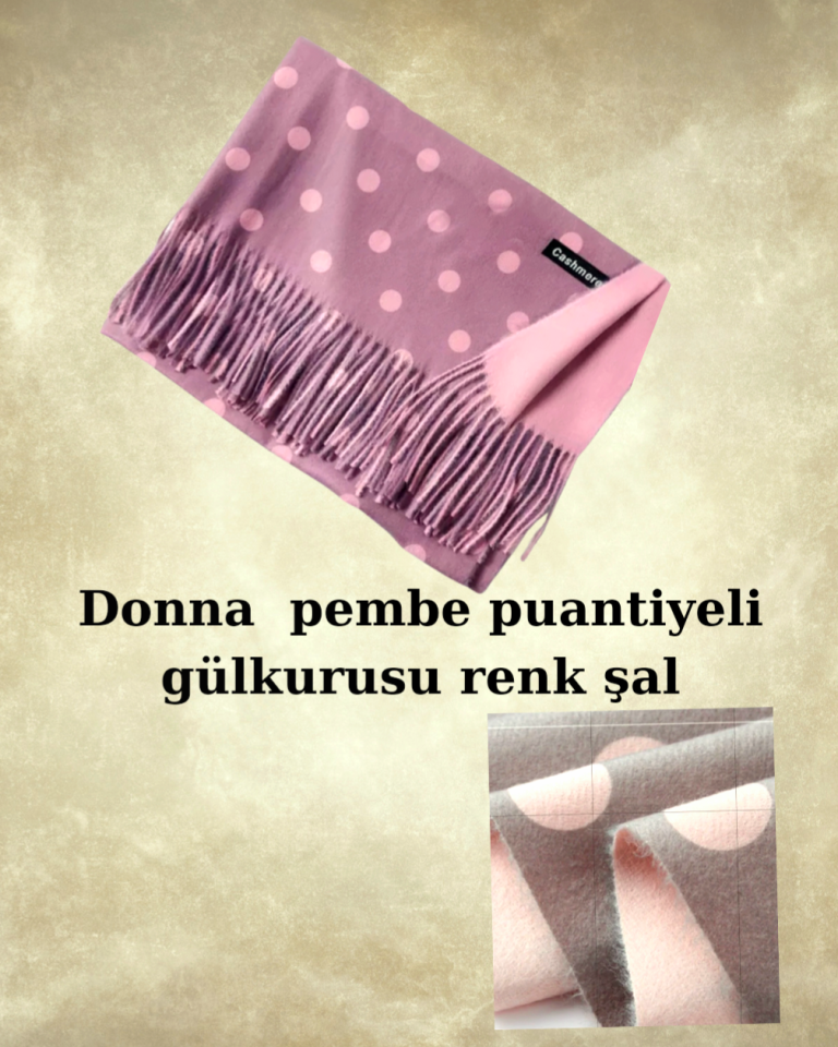 Donna Gül Kurusu Pembe Renk Çift Taraflı Şal