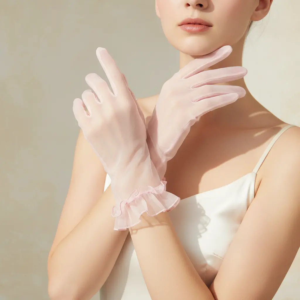 Lady Pembe Organze Eldiven