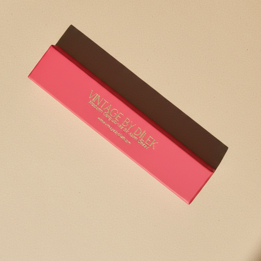 Bej Renk Puantiyeli Bambu Yelpaze Özel Kutulu