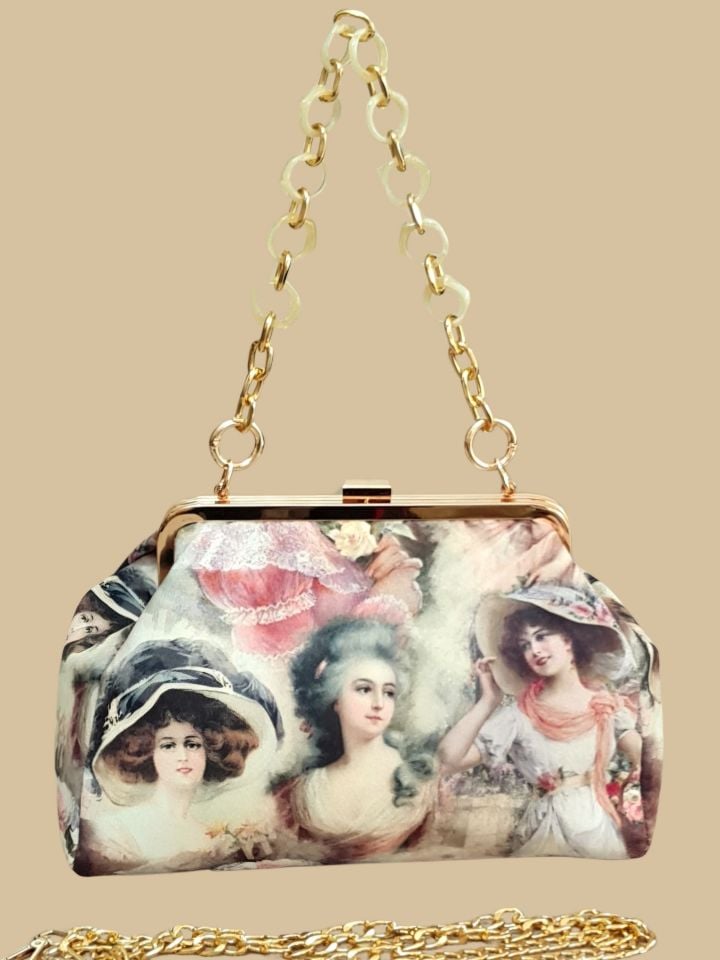 Sardunya Model Ekru Renk Kadınlar Desenli Tasarım  Çanta