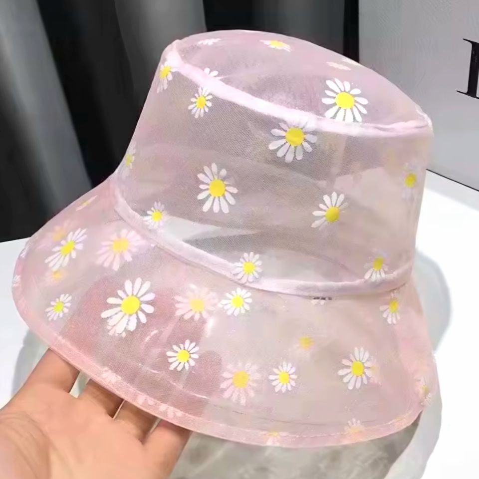 Pembe Renk  Papatya Desenli  Şapka