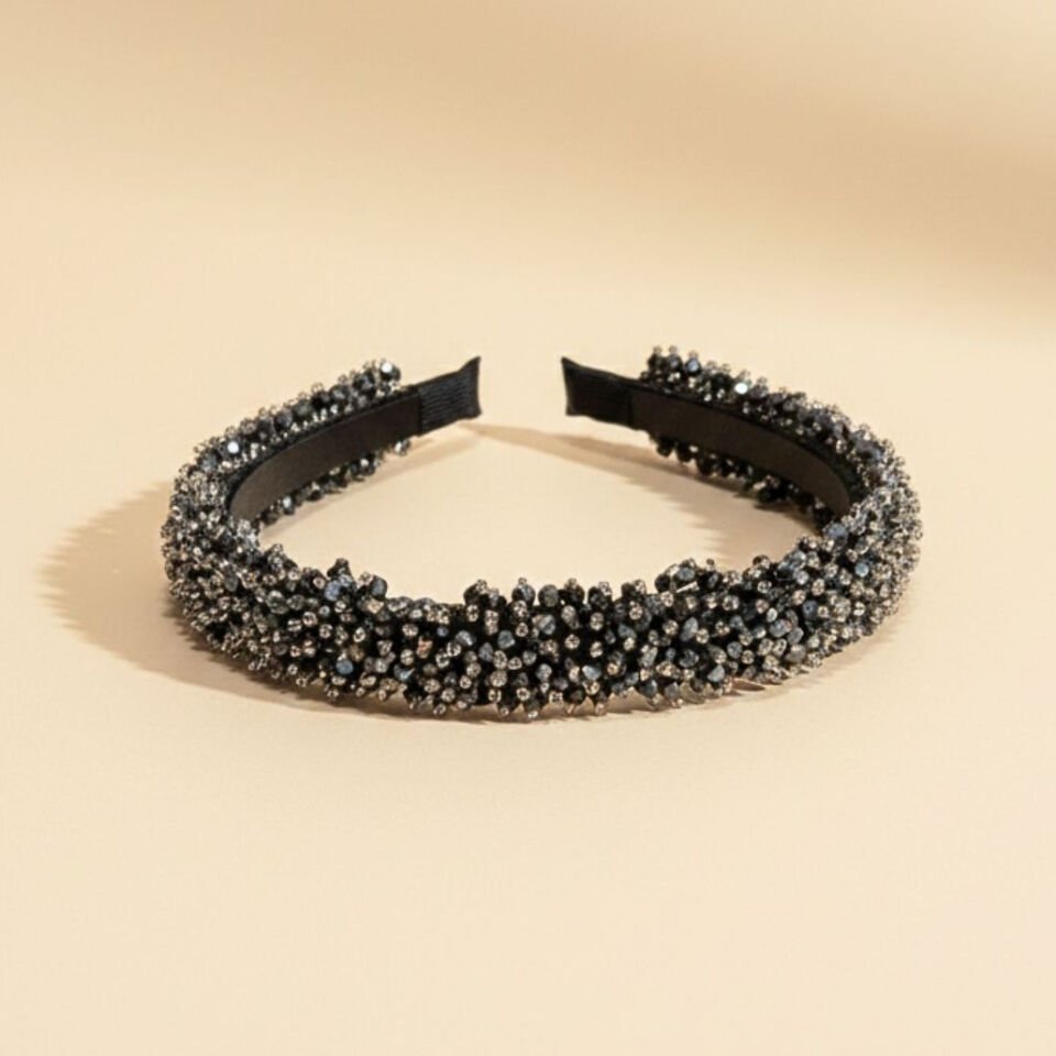 Mila Gece Mavisi, şeffaf Renkli Taşlı Taç