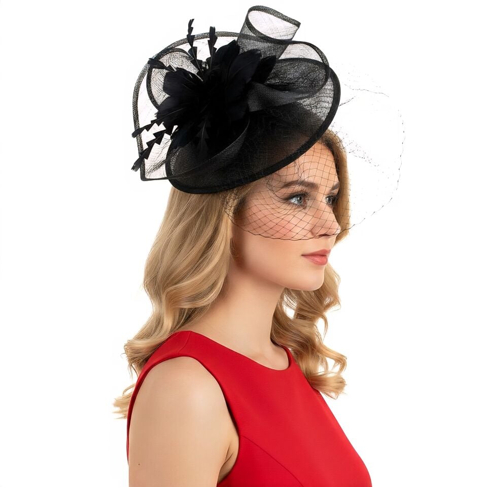 Madal Siyah Renk Vualet Şapka 35 cm