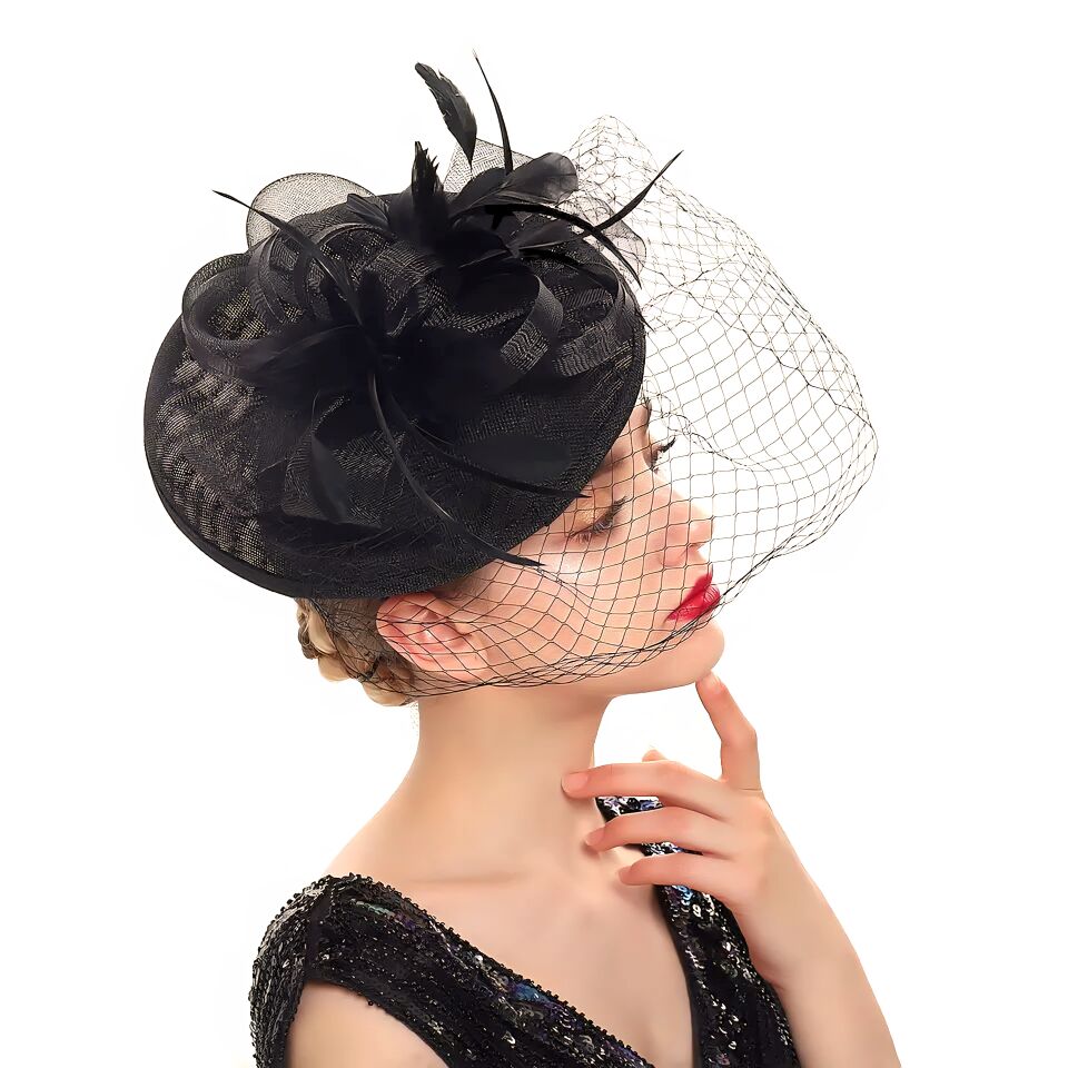 Patrice Siyah Renk Vualet Şapka 25 cm