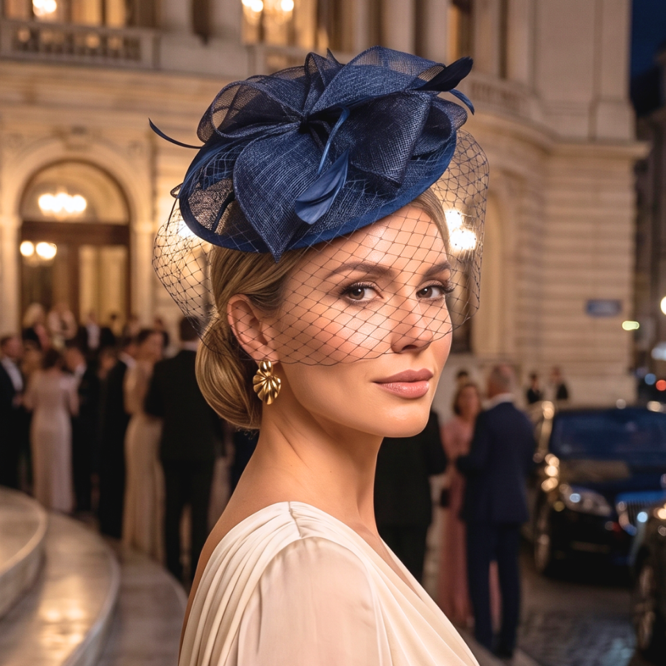 Dalida Lacivert Renk Vualet 25 cm Özel Şapka Kutulu