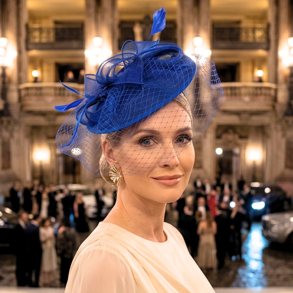 Dalida Saks Mavi Renk Vualet 25 cm Özel Şapka Kutusu