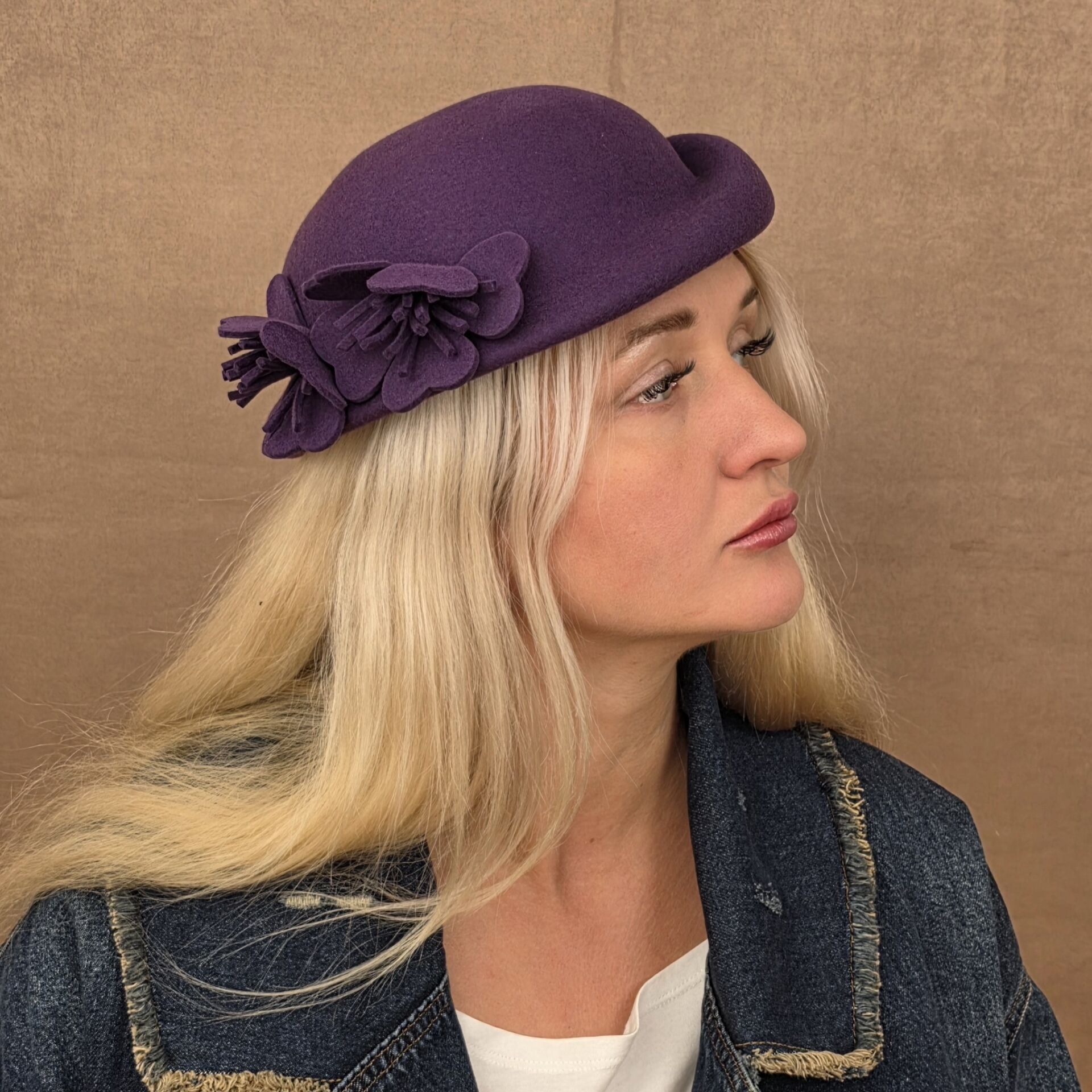 Chloe Mor Renk Çiçekli Şapka