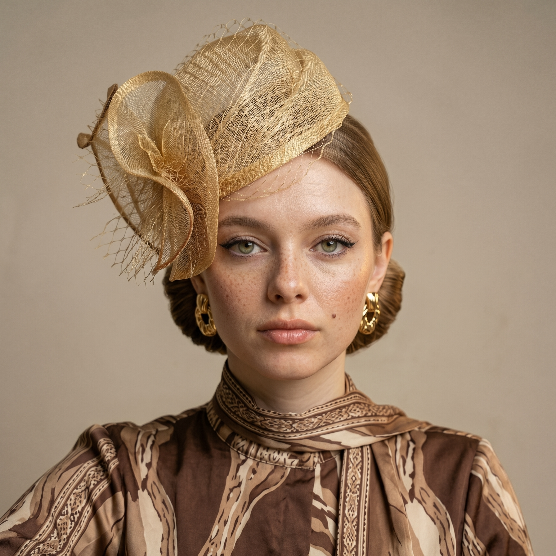 Diana Gold Bej Renk Vualet Kep 20 cm Özel Şapka Kutulu