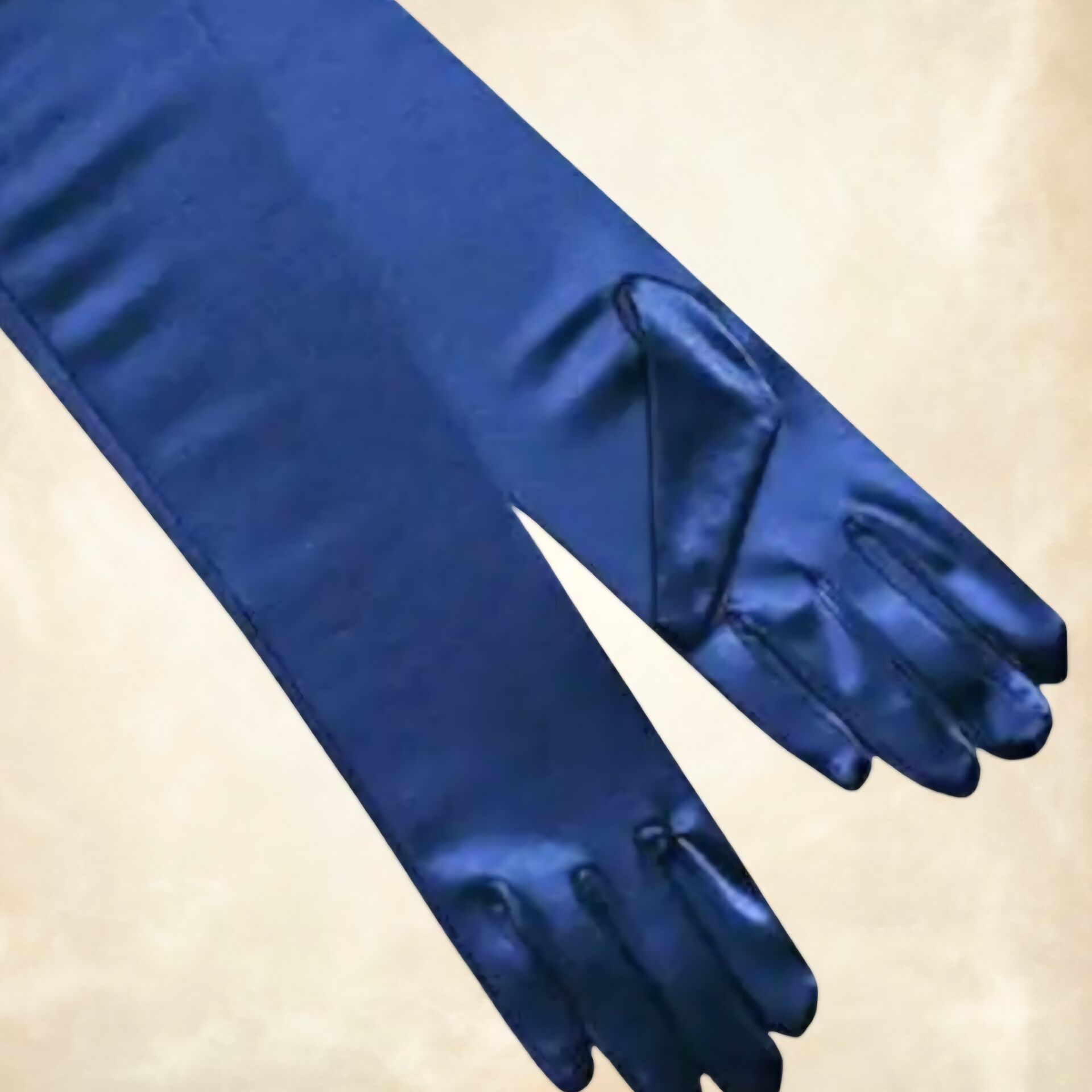 Opera Parlament Mavi Renk Saten Eldiven 56 cm