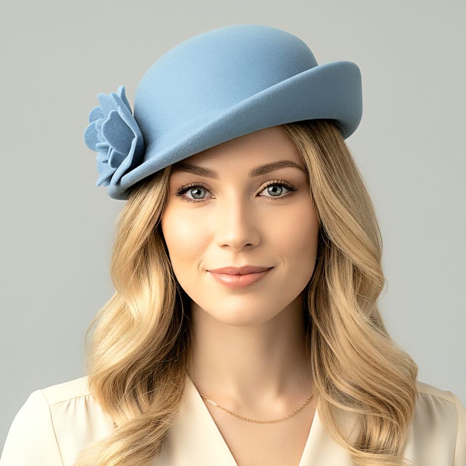 Chloe Buz Mavi Renk Çiçekli  Şapka