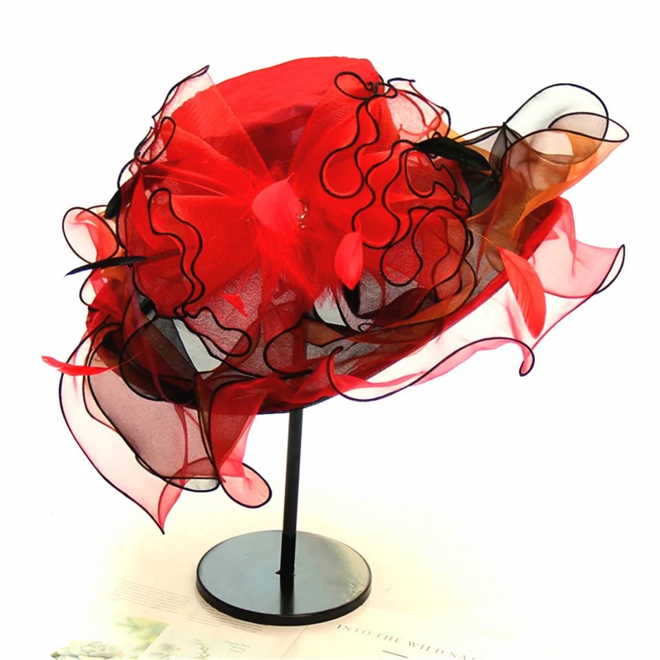 Alice Kırmızı Renk Alternatifli Elegan Şapka 55 cm Özel Şapka Kutulu