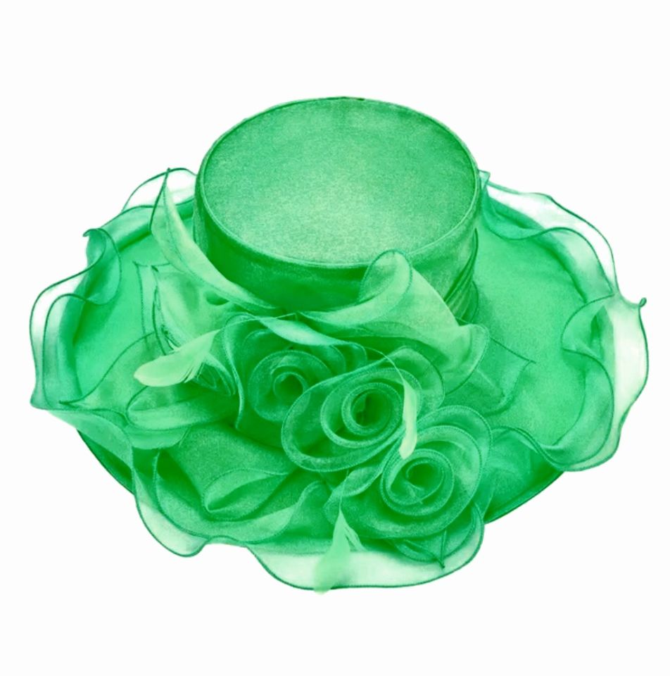 Carol Yeşil Renk Dut İpek Elegan Şapka 43 cm Özel Şapka Kutulu