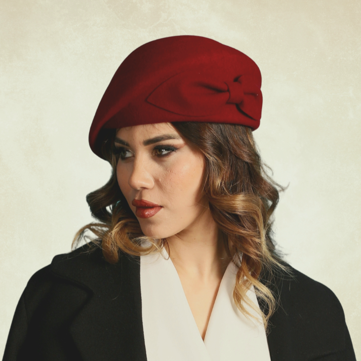 Nicole Bordo Renk Şapka