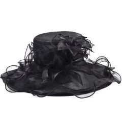 Faye Siyah Renk  Elegan Şapka 43 cm Özel Şapka Kutulu