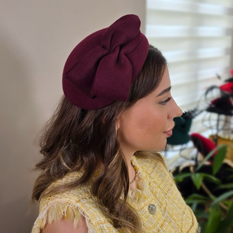 Lori Bordo Renk  Vualet Şapka 25 cm