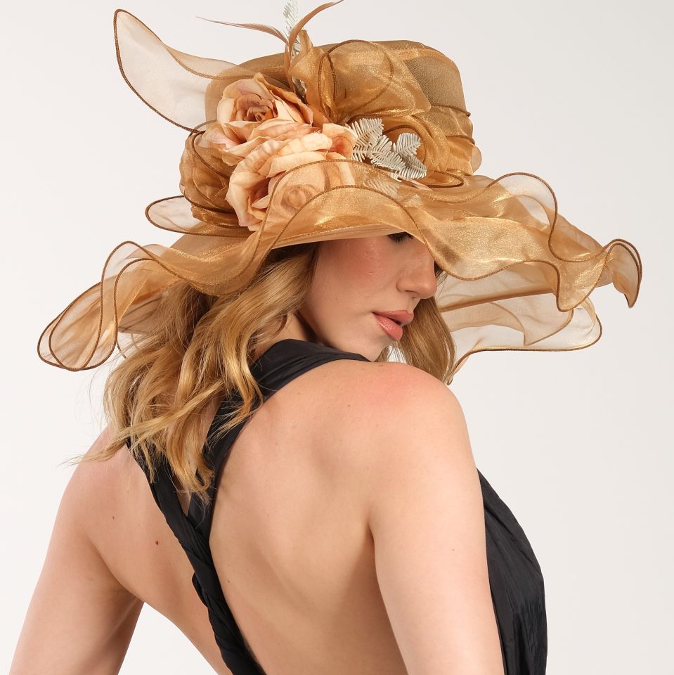 Anais Karamel Gold Renk Alternatifli Elegan Şapka 45 cm Özel Şapka Kutulu
