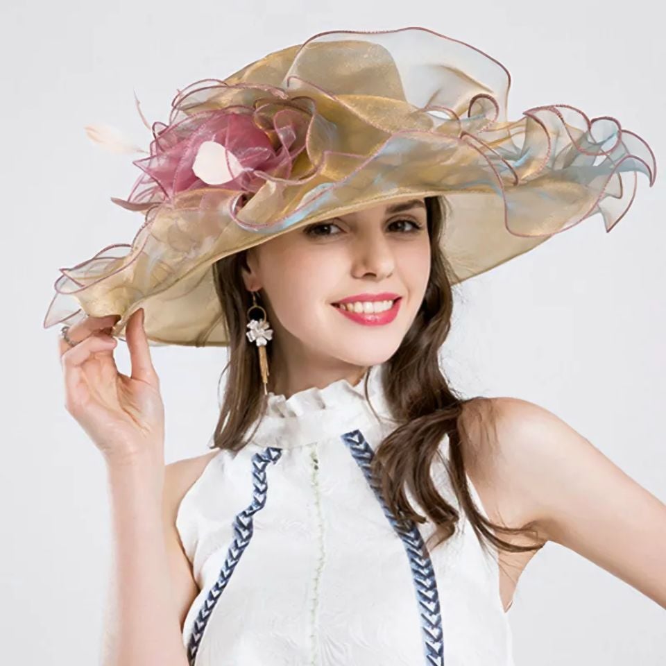 Yolanda Golden Bordo Renk Elegan  Şapka 45 cm Özel Kutulu