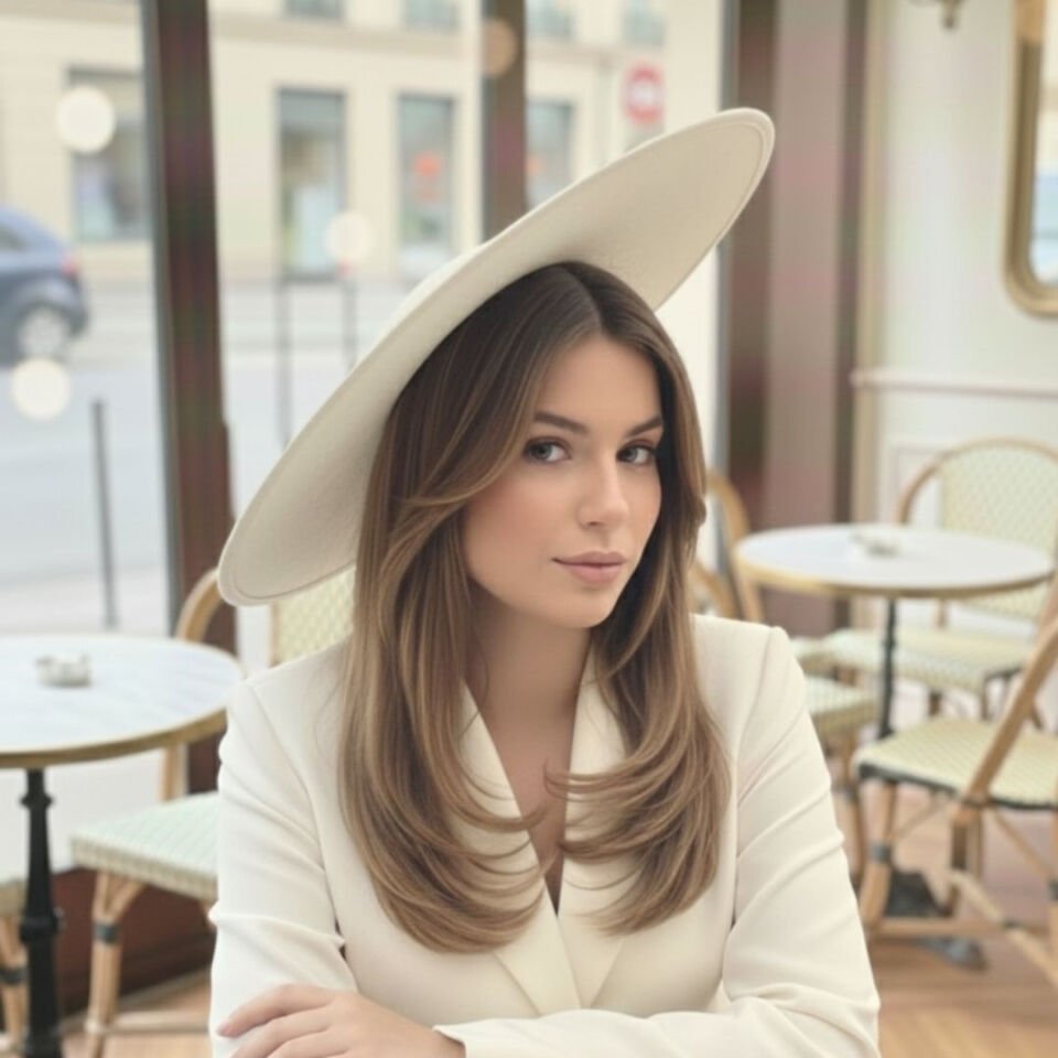 Holly Ekru Renk Vualet Şapka 40 cm