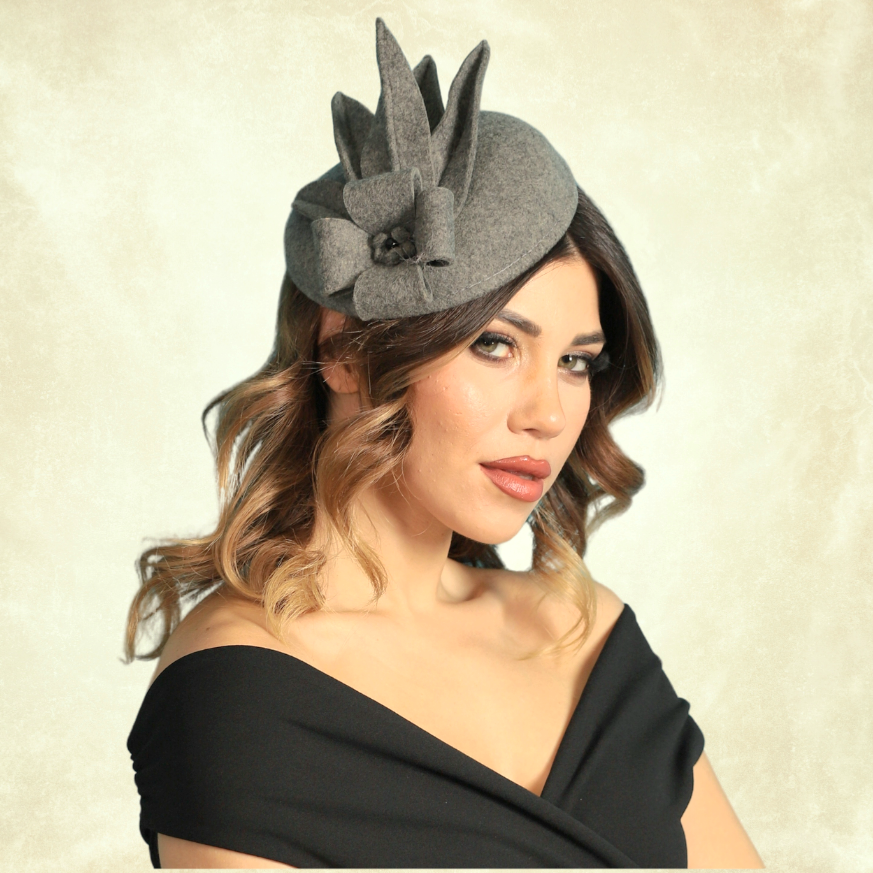 Rose Gri Renk Vualet Şapka