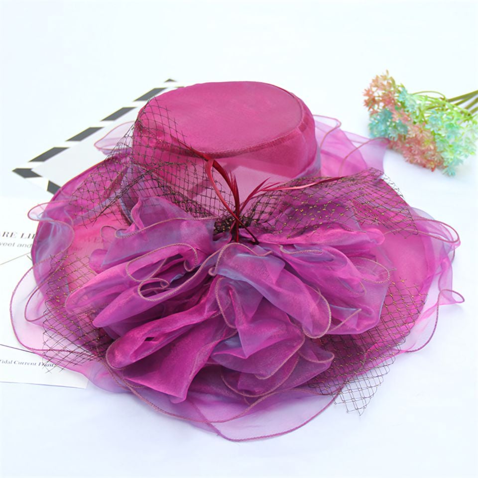 Carol Fuşya Pembe Renk Alternatifli  Elegan  Şapka 45 cm Özel Şapka Kutulu